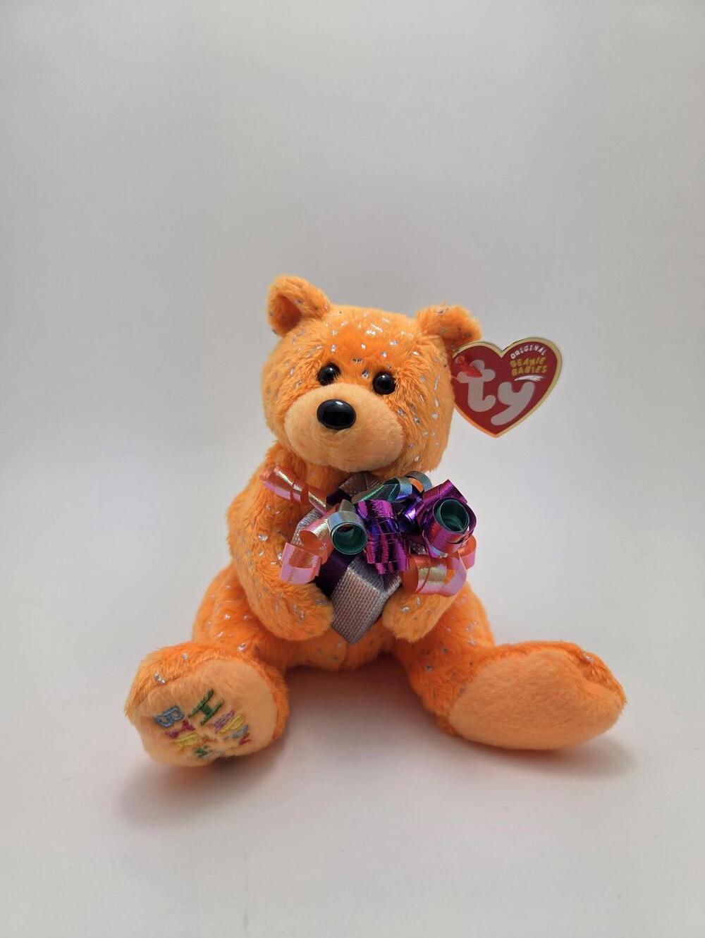 Ty Beanie Babies Happy Birthday the Orange Birthday Bear Stuffed Animal Plush